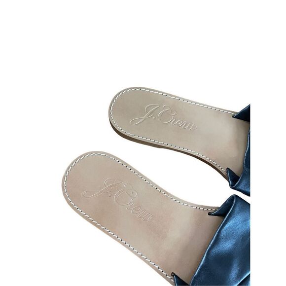 J. Crew Women's Black leather SLip-On Flat Sandals Size 10 - Picture 5 of 6